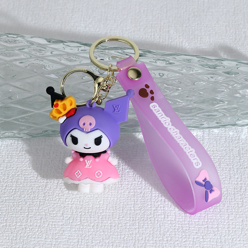 New Sanrio Dress Clow M Silicone Doll Keychain Pendant Couple Bags Car Key Chain Hanging Ornaments