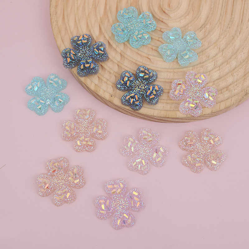 sugar patch color crystal five petal flower diy resin jewelry accessories barrettes phone case decorative materials wholesale