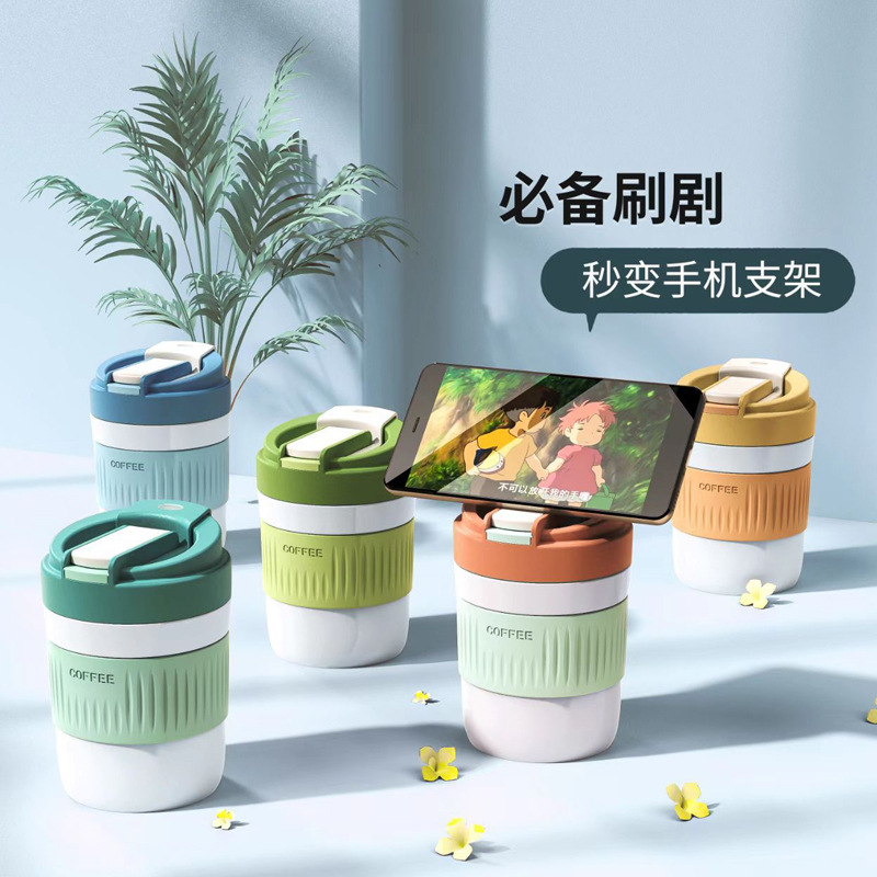 Glass Double Drinking Cup High-Looking Summer Girls' Coffee Cup Portable and Cute Handy Heat Insulation Milk Water Cup