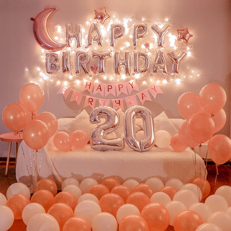 小孩1周岁生日布置网红背景墙会场场景派对用品女童气球装饰女宝
