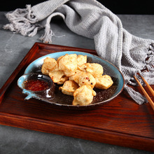 日式家用餐具餐厅装虾寿司盘子可爱创意陶瓷水饺子盘带醋碟子母盘