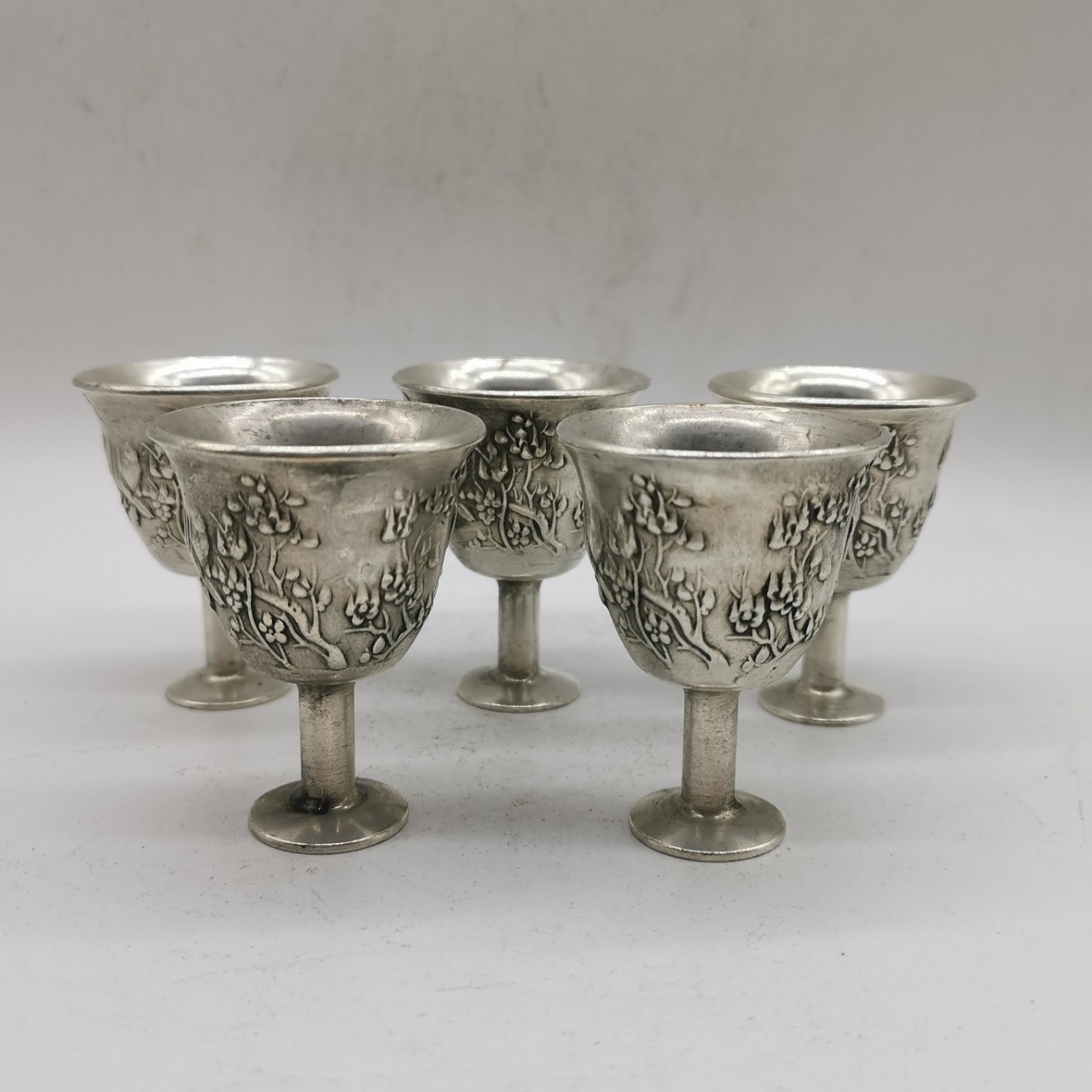 z古玩铜器收藏白铜福禄寿喜财酒杯工艺精湛包浆润泽尚等工艺品