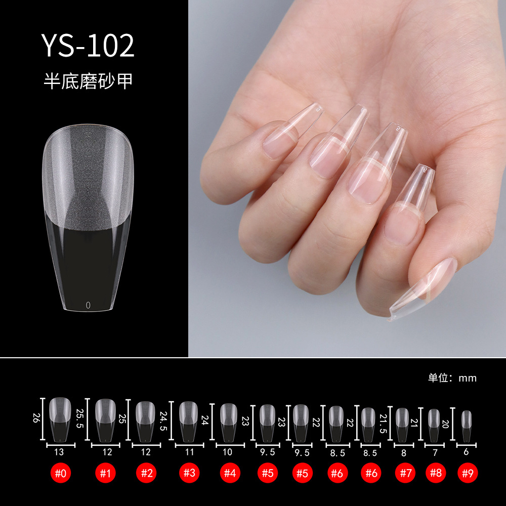 New Transparent Semi-Frosted Nail Tip Full Stickers Lightweight Folding Seamless Nail Tip Extension Fake Nails Wear Armor Nail Tip