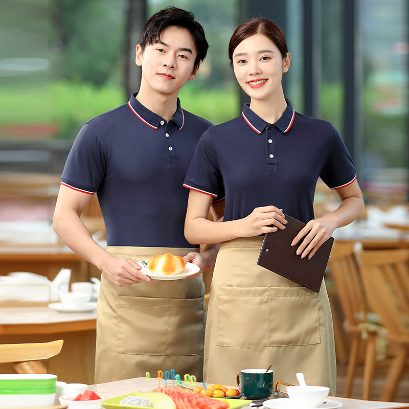 新品餐饮服务员工作服短袖t恤男女夏季工厂食堂商场超市公司工衣