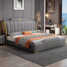 轻奢真皮床现代简约1.8米主卧双人床1.5米高端储物软包意式婚床