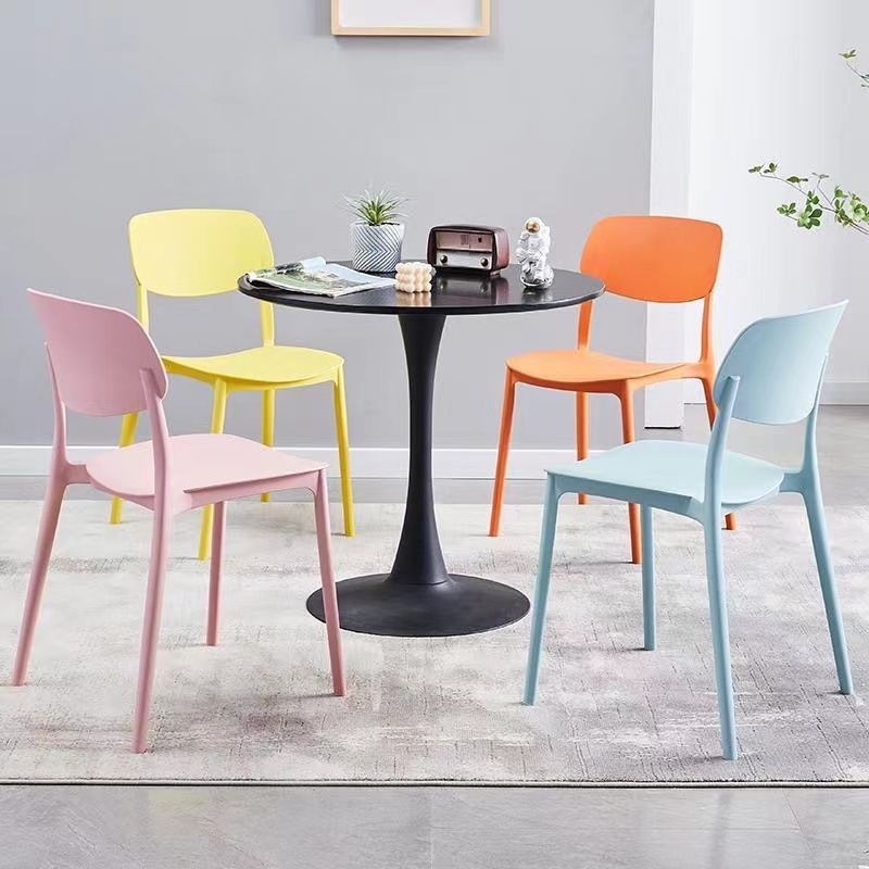 加厚塑料家用靠背可叠放椅子北欧现代时尚简约成人餐椅创意书桌椅