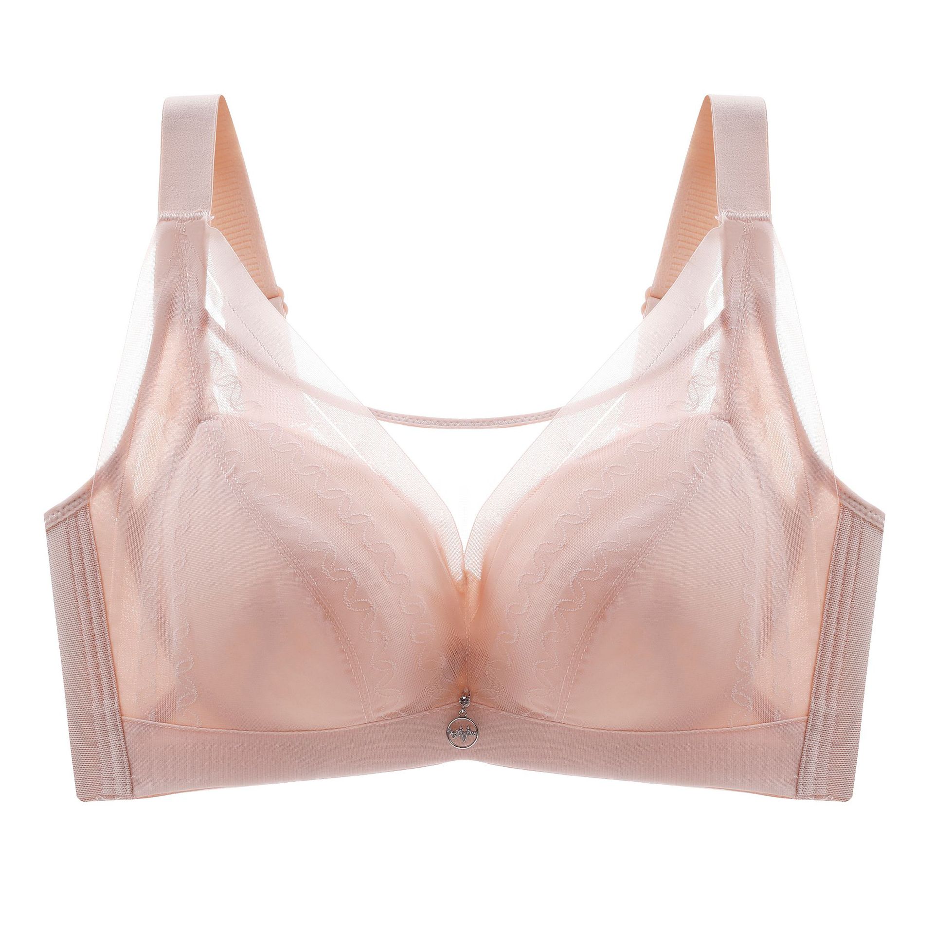 Plus Size Ultra-Thin Underwear Summer Big Chest Small Push up and Anti-Sagging Women's Bra Tube Top Full Coverage Adjusting Bra