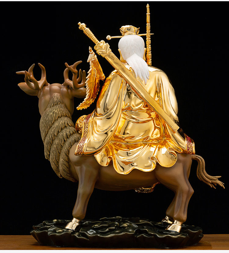 台湾鎏金纯铜姜太公神像道家姜子牙铜像家用供奉兵祖姜尚佛像摆件