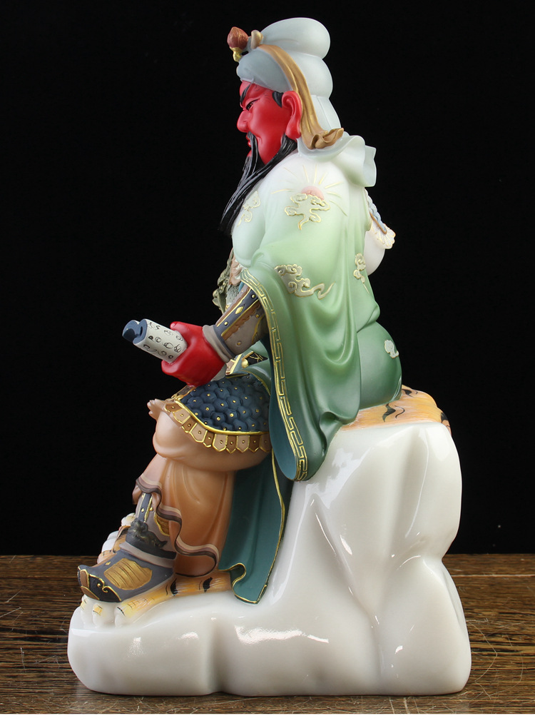 汉白玉武财神关公坐像关帝供奉神像关羽关二爷佛像摆件家用招财