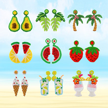 杰米夏日度假风波西米亚手工串珠创意新颖水果系列米珠耳环耳饰