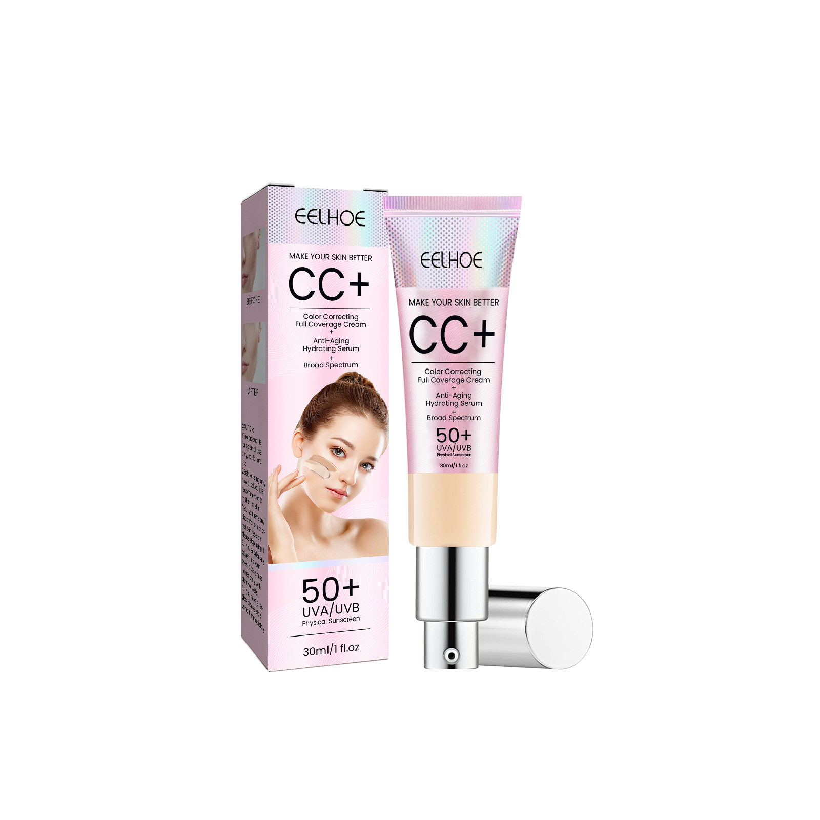 Eelhoe Repair Cc Cream Natural Concealer Waterproof Smear-Proof Nourishing and Hydrating Repair Whitening Skin