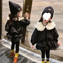 韩国童装女童夹克外套2022秋装新款儿童洋气拼接网纱风衣韩版上衣