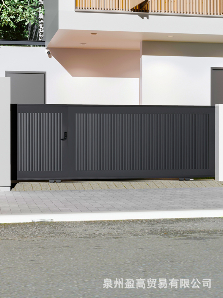 户外智能别墅平移门自动铁艺双开大门乡村电动门铝合金院子花园门