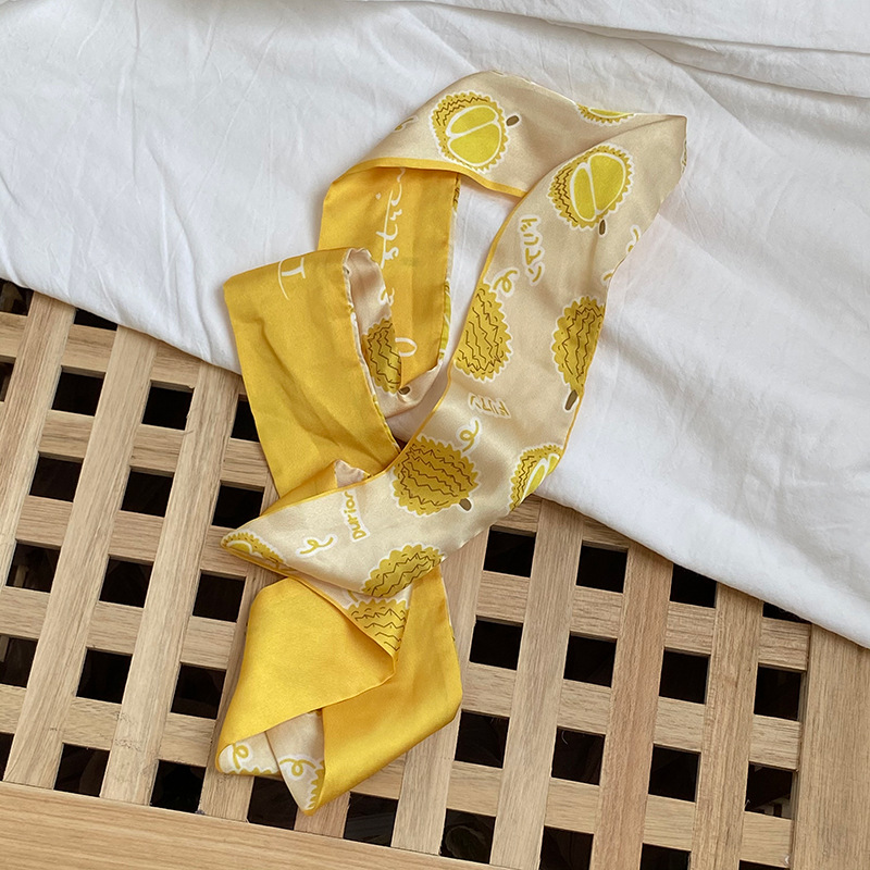 韩ins风春夏水果丝巾 少女心水蜜桃小尖角飘带 时尚发带装饰 f072