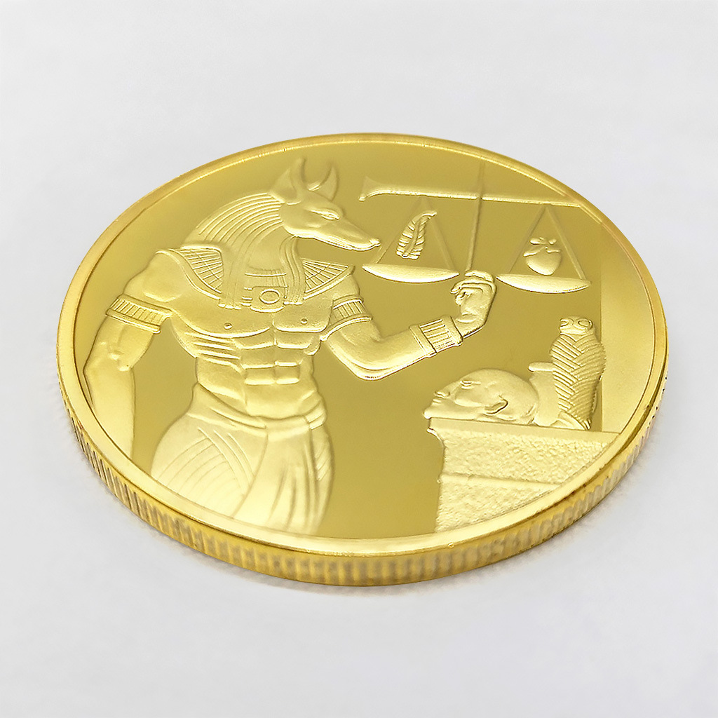 oq5m古埃及法老纪念币 上单狗头死神阿努比斯金币文化收藏硬币把
