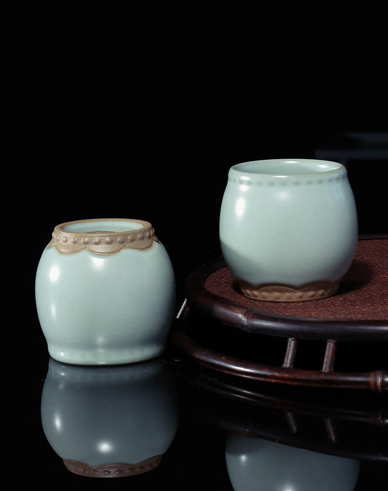 德化陶瓷汝窑主人杯可养汝瓷单杯茶具家用功夫茶杯鼓形品茗杯礼品