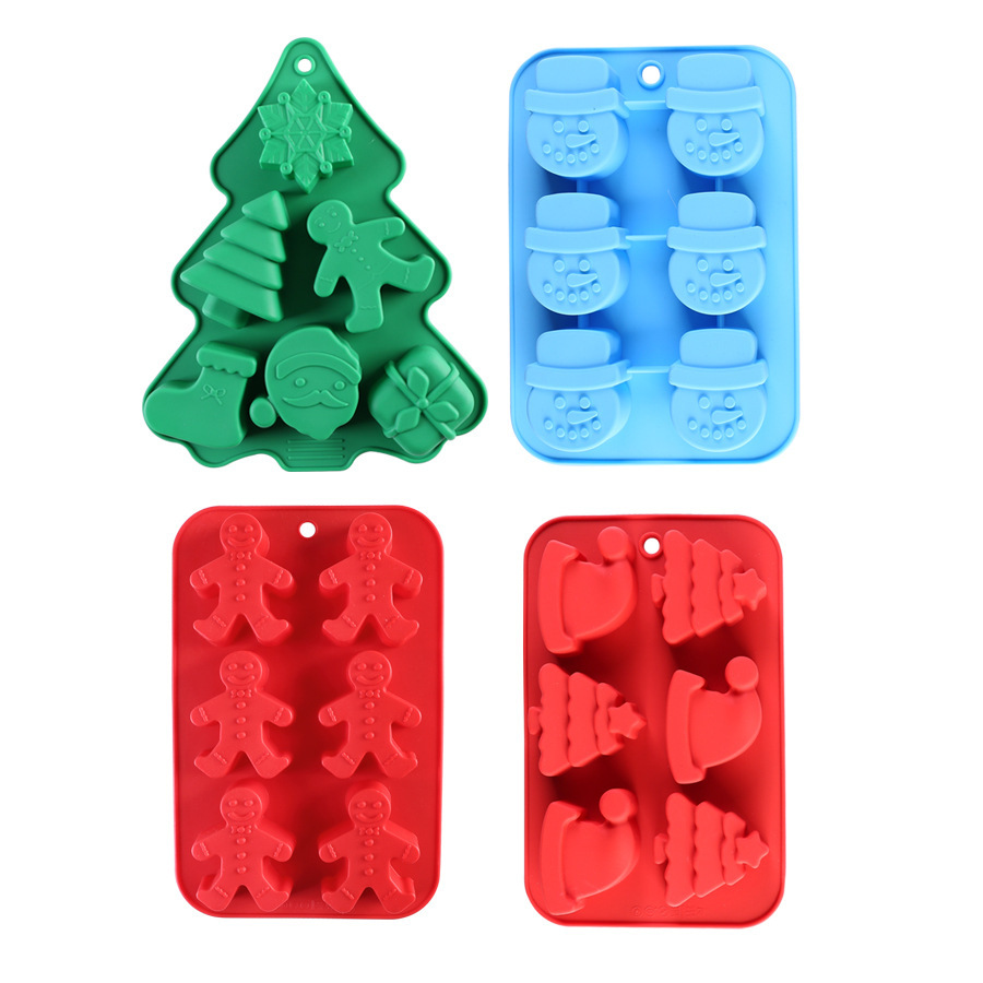 Christmas New Silicone Cake Mold Snowman Santa Claus Baking Tray Chocolate Cookie Mold Baking Tool