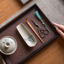 手绘竹子茶则家用办公室功夫泡茶简约陶瓷取茶器剪刀茶则茶具配件