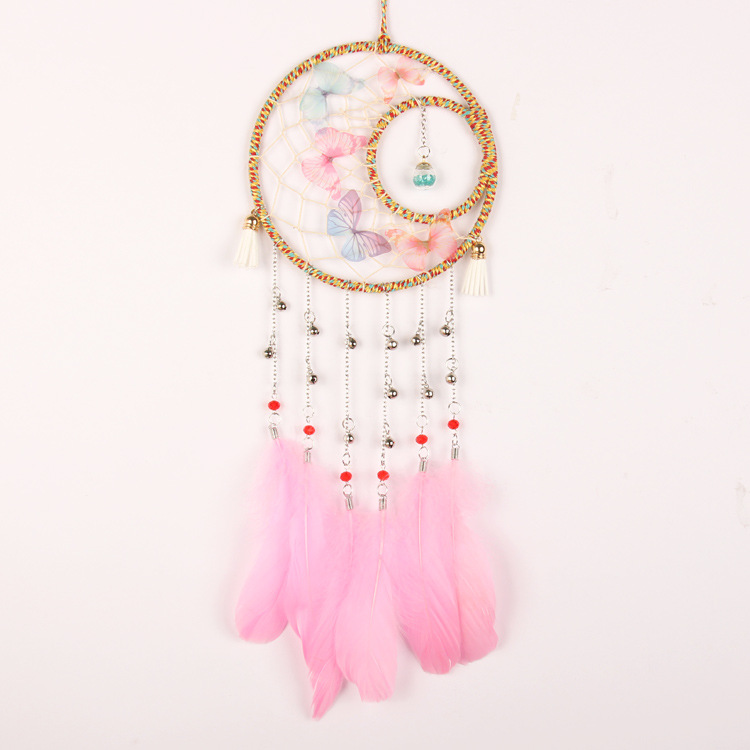 Creative Sun Moon Tonghui Butterfly Dreamcatcher Bell Ornaments Girl Heart Feather Wind Chimes Crafts Valentine's Day Gift