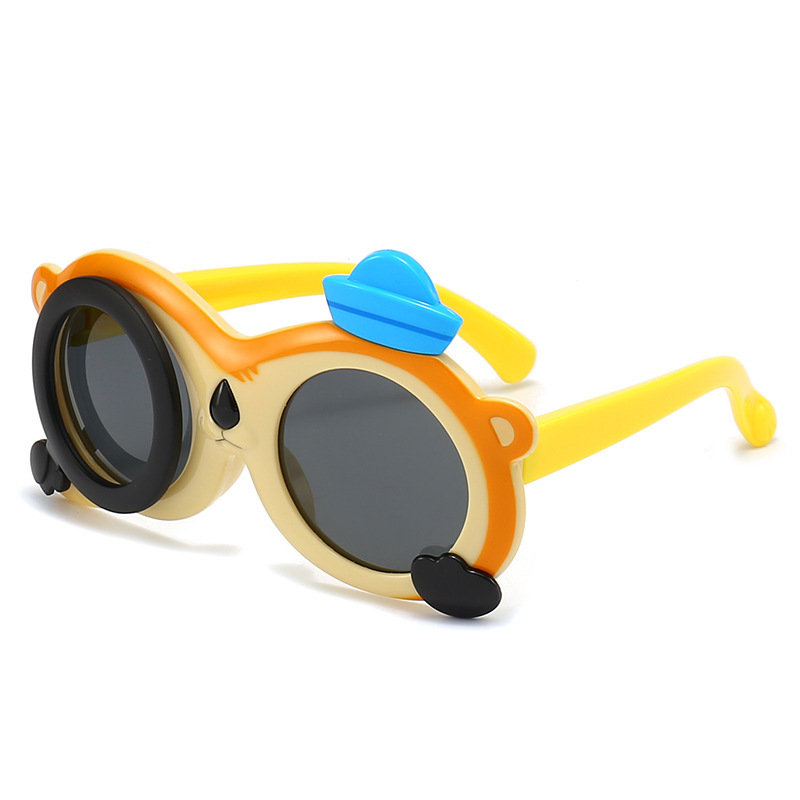 New Little Bear Cartoon Kids Sunglasses UV Protection Polarized Glasses Silicone Baby Travel Sunglasses 3716