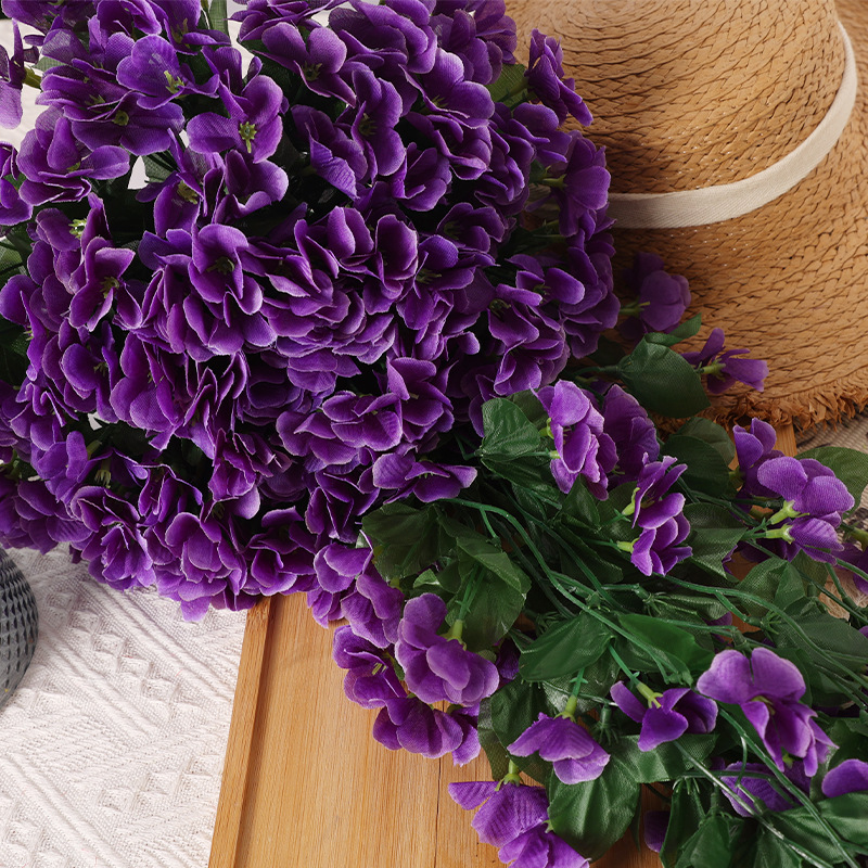 Artificial Flower And Artificial Plant  Simulation Violet Wall-Mounted Flower Vine Interior Decoration Wall Flower Fake Flower Hanging Flower Living Room Hanging Wall Flower Chlorophytum Plastic Flowers