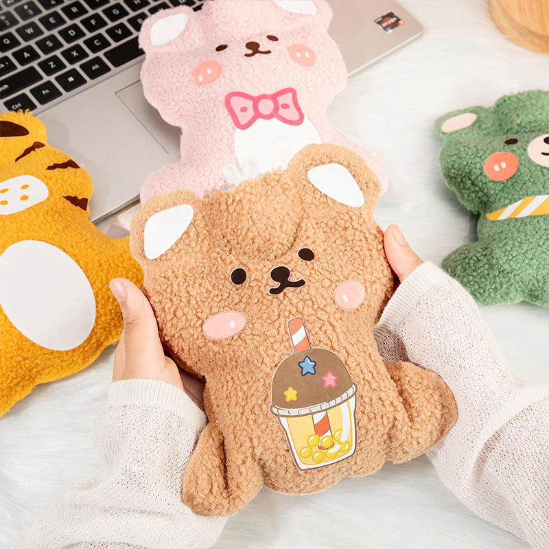 Winter PVC Hot Cartoon Hot Water Injection Bag Mini-Portable Hot-Water Bag Plush Hand Warmer Cute Heating Pad