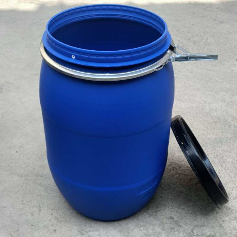 120升法兰桶120l塑料桶抱箍桶发酵桶泔水桶废液桶带盖大口蓝桶