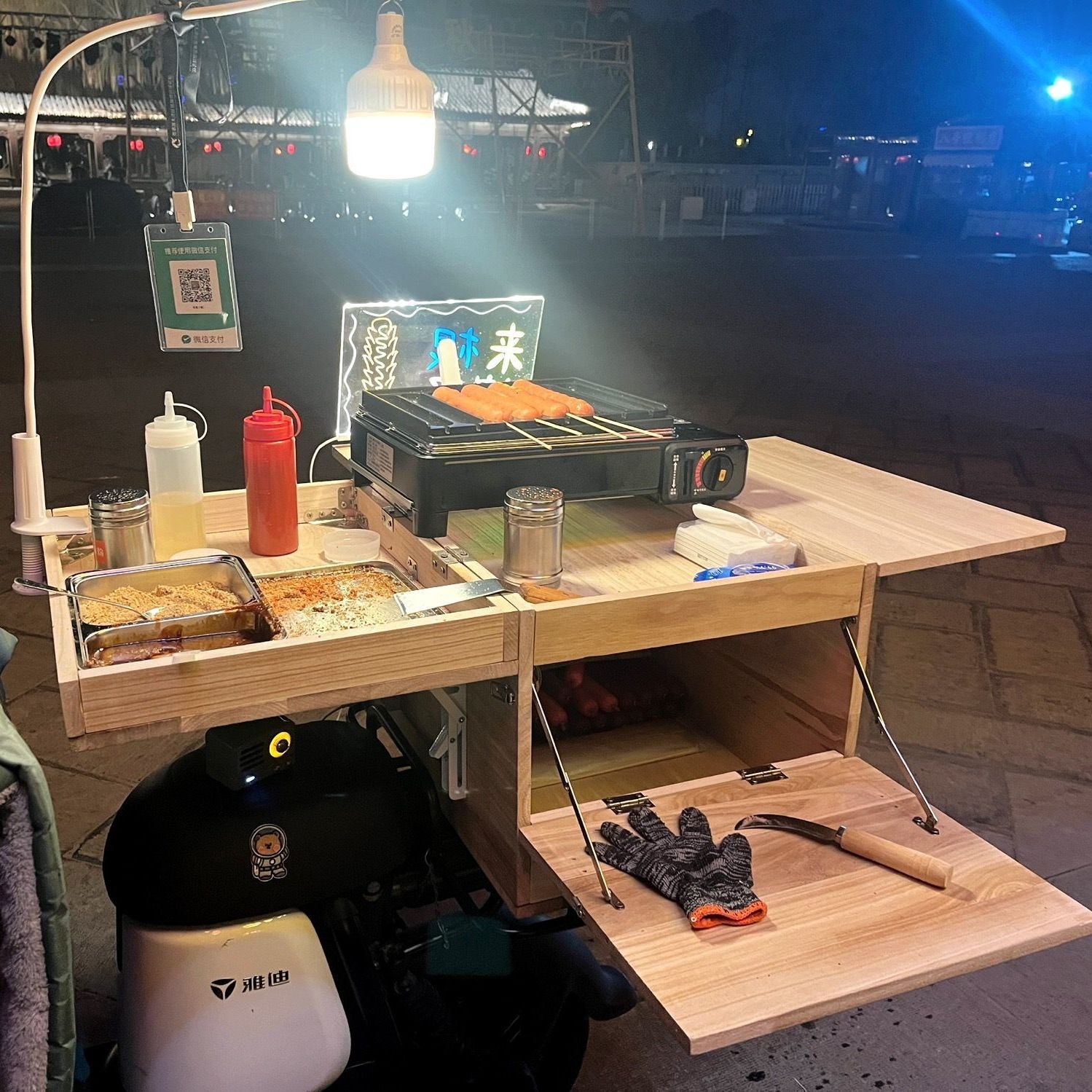 电动自行车摆摊箱水果后备箱箱电动车折叠木箱后备后座移动式