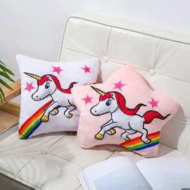 北欧风彩虹毛绒抱枕皇冠可爱靠垫玩具沙发靠枕床头少女飘窗枕头