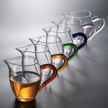 加厚高硼硅玻璃茶海公杯彩色把公道杯大号功夫茶具分茶器茶道配件