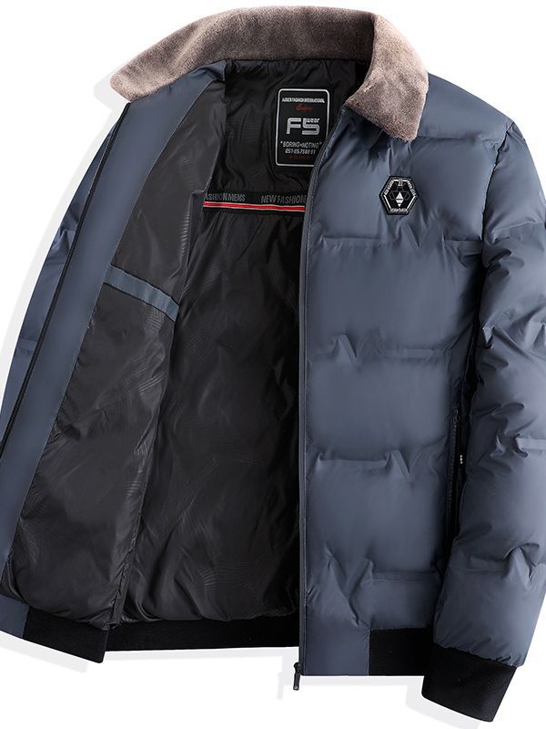 fashion fur collar men‘s cotton-padded coat winter coat thickened short warm cotton coat lapel down cotton jacket casual winter