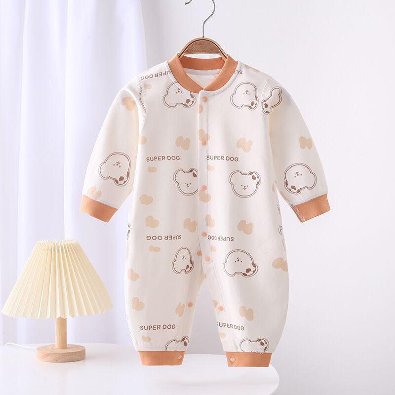 Spring and Autumn Pure Cotton Boneless Baby One-Piece Romper Newborn Male and Female Baby 0-1 Years Old Baby Romper Base Baby Clothes