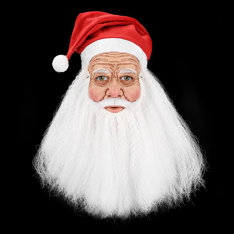 Halloween Mask Latex Headgear Santa Claus Same Latex Headgear White Beard Old Man Mask Christmas Party