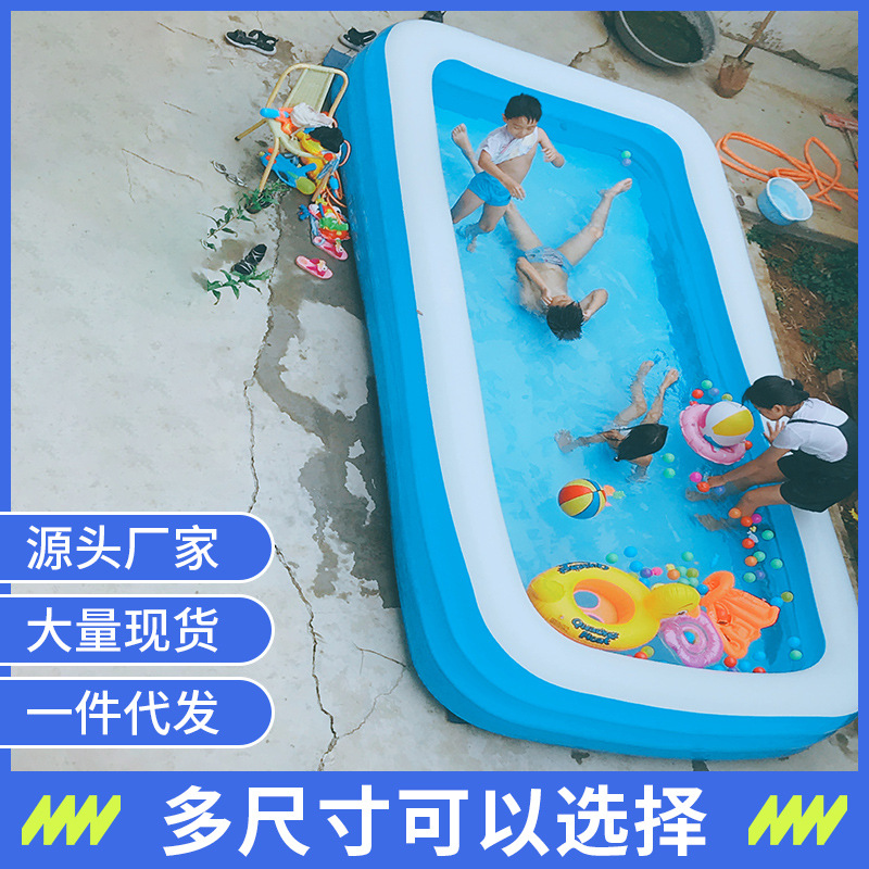 Children's Inflatable Swimming Pool Foldable Bathtub Baby Baby Indoor Wear-Resistant Blue and White Pool Adult Home Use Paddling Pool