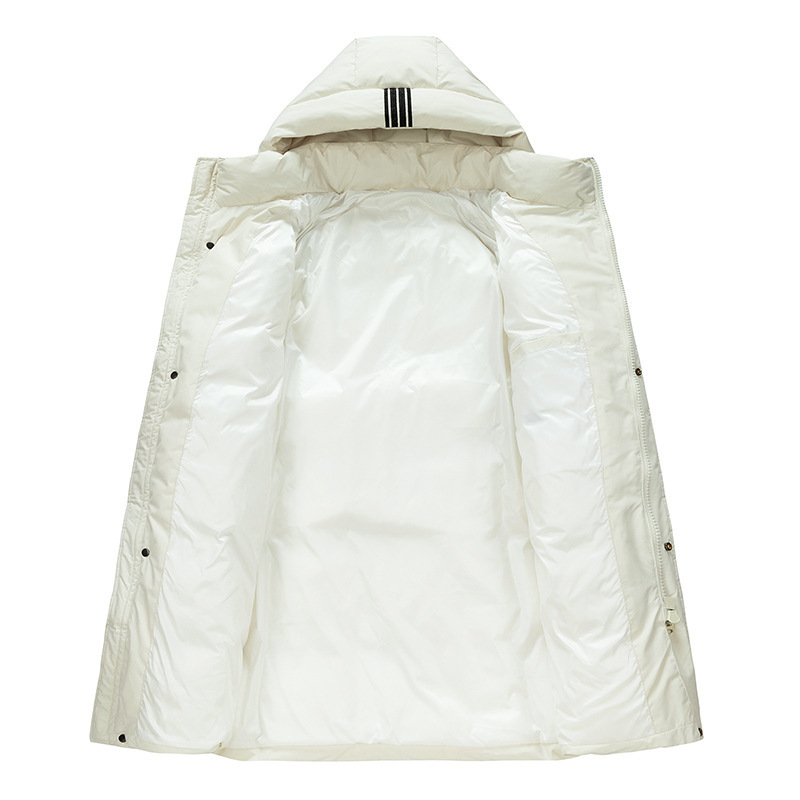 2023 New Couple Version 90 White Duck down Thick down Jacket Mid-Length Hooded Fashion All-Match Warm Coat for Men