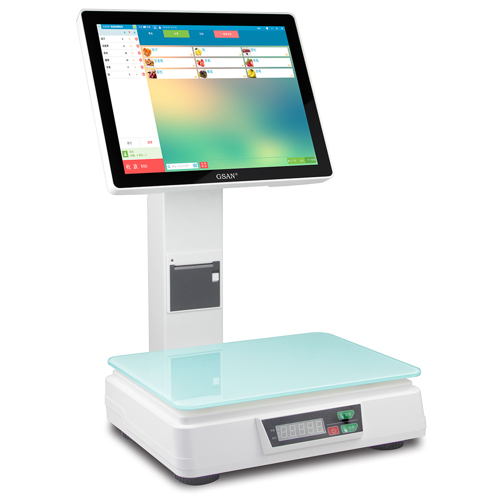 收银机一体秤水果蔬菜店麻辣烫冒菜生鲜超市便利店称重收银一体机