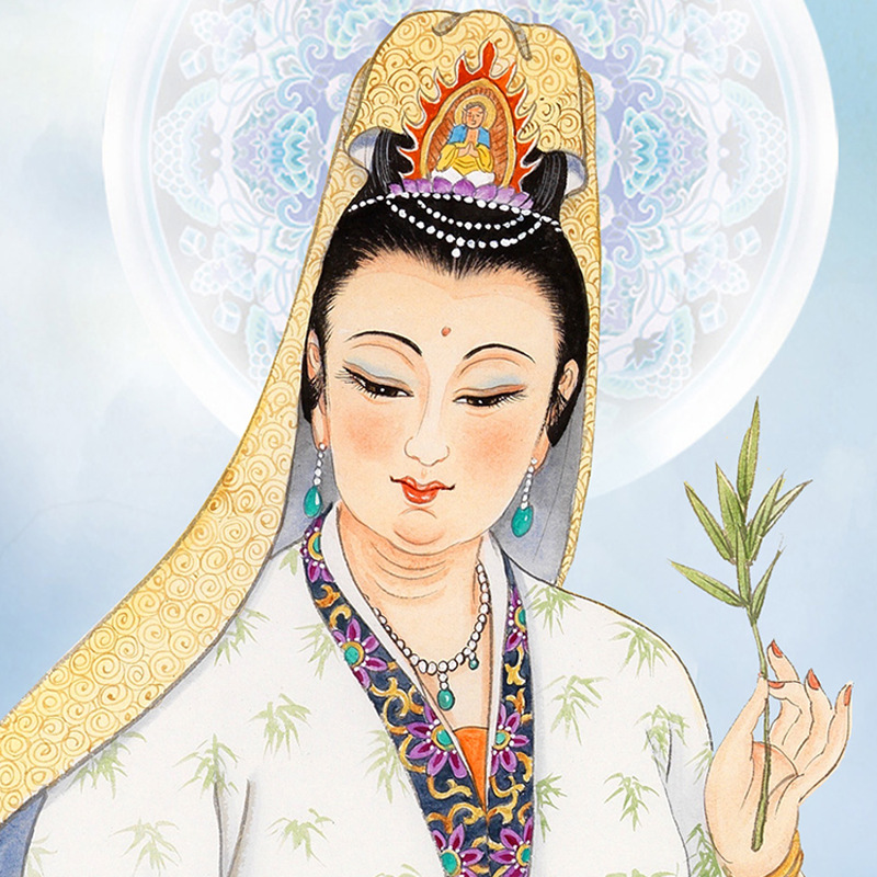 观音画像挂画观音老母佛像居家家用供奉玄关佛堂禅意观世音菩萨像