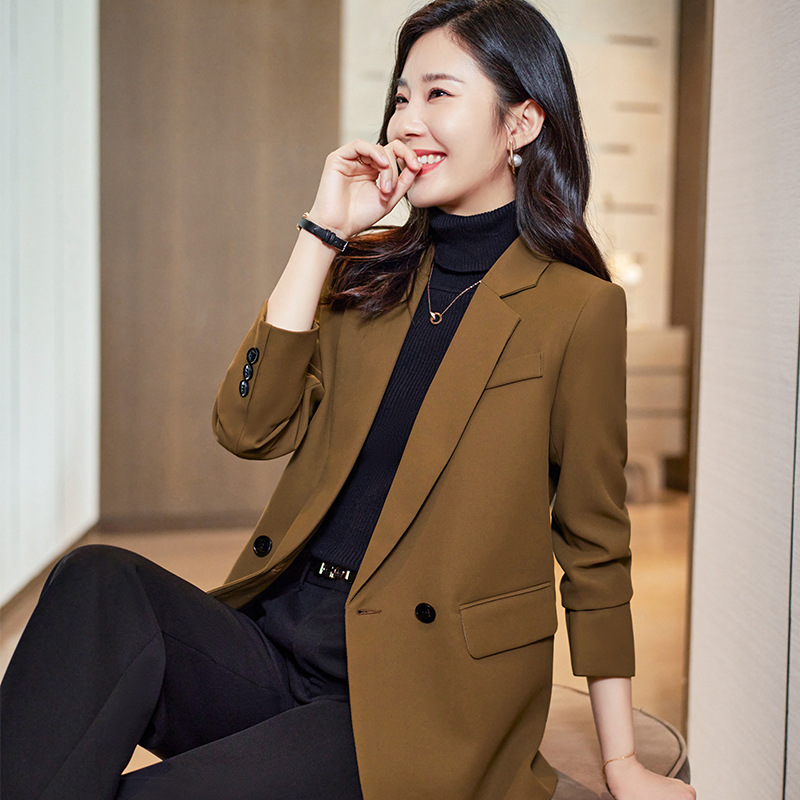 职业女装秋冬新款黑色长袖西服外套高级感时尚气质百搭上衣工作服