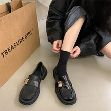 复古英伦风粗跟黑色韩版时尚法式单鞋春夏款小皮鞋女鞋子