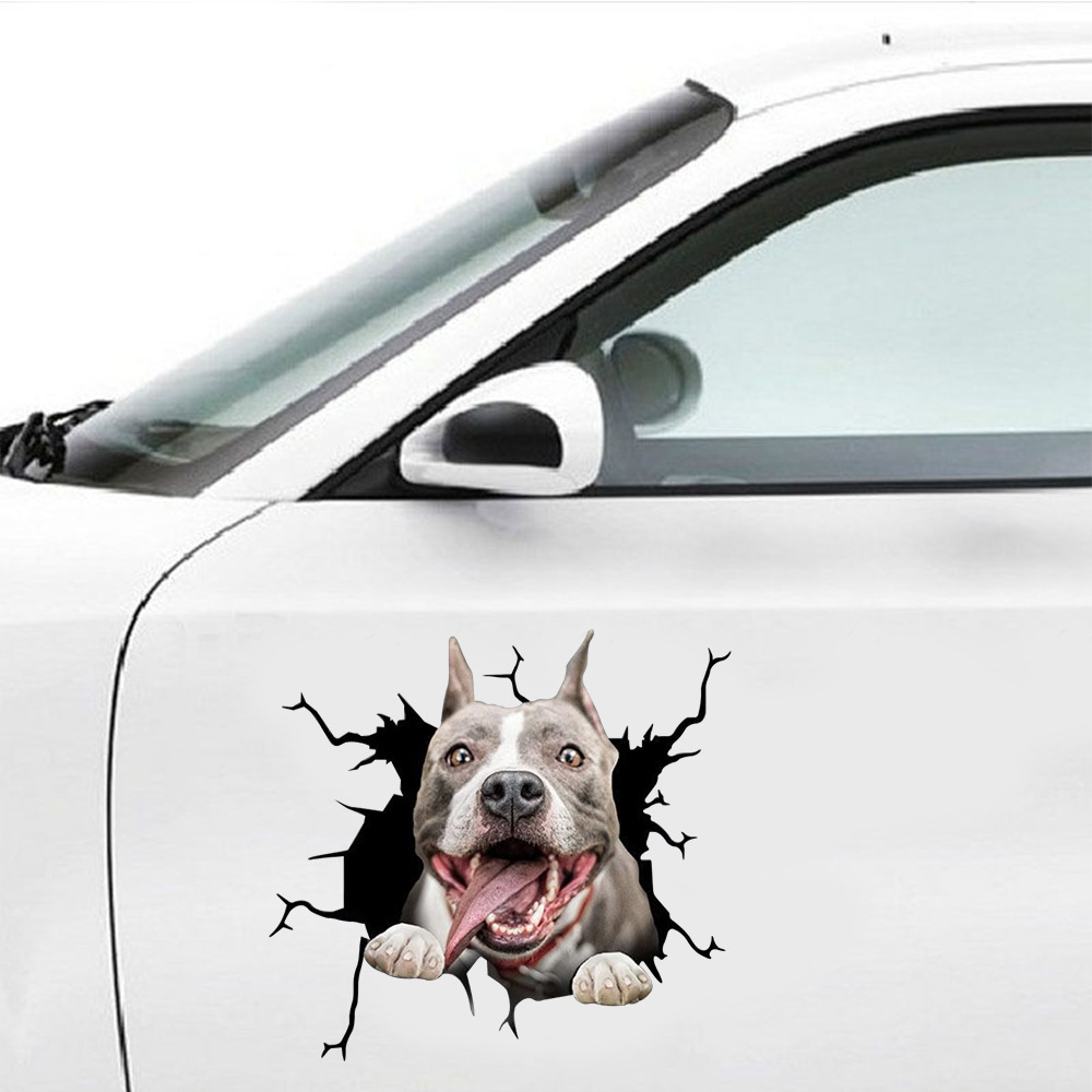 亚马逊跨境狗狗裂纹汽车贴纸创意仿真宠物装饰贴玻璃车窗车贴现货