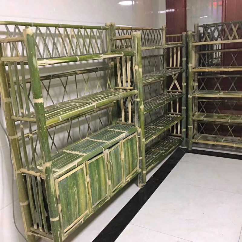 楠竹书架家用编织架子简约置物书柜多层落地柜子竹子制品家具