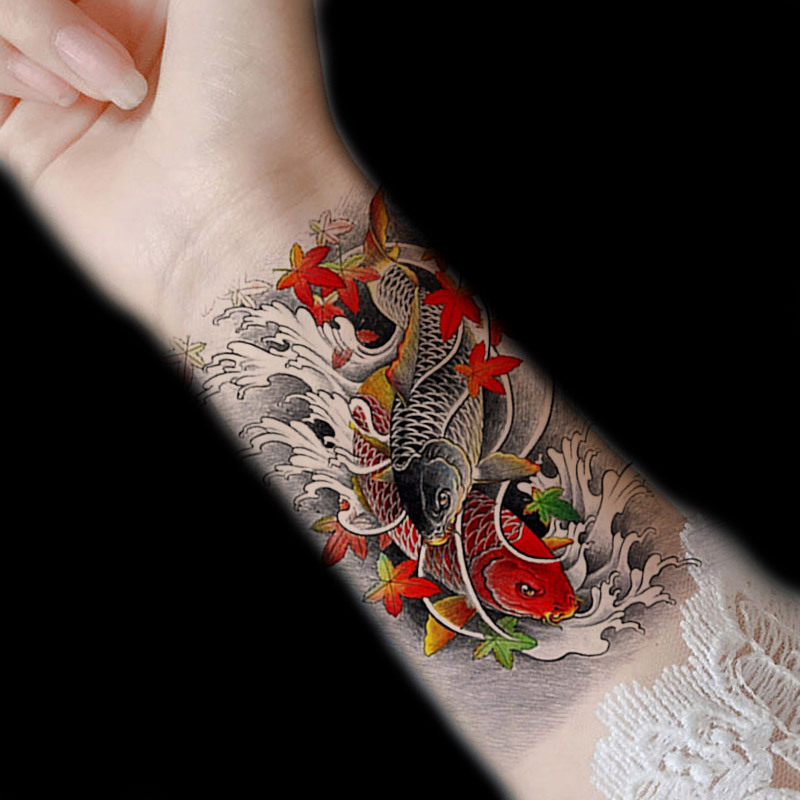 创意纹身贴男潮个性持久不永久霸气鱼图腾大图案防水防汗花臂胸口