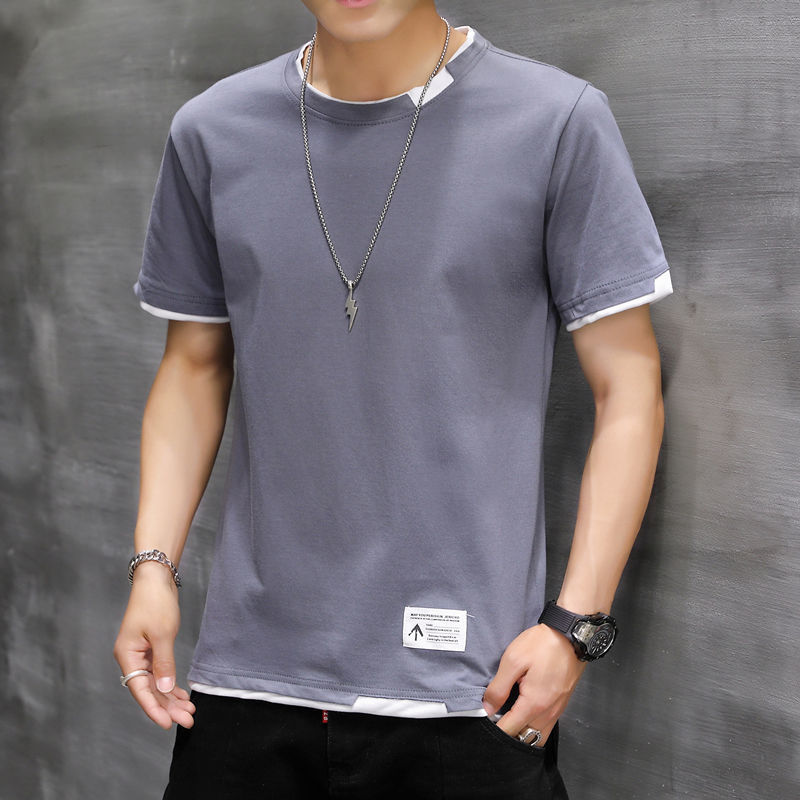 Summer 2022 Men's Short-Sleeved T-shirt New round Neck Korean Style Casual Bottoming Shirt Trendy Youth Loose Top Wear