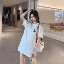 夏季新款bf风字母短袖t恤女学生韩版宽松百搭ins中长款半袖上衣服