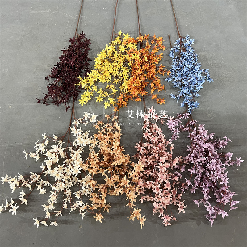 144头加密文心兰 仿真花插花装饰打胶兰花吊顶装饰秋丁香十字樱花