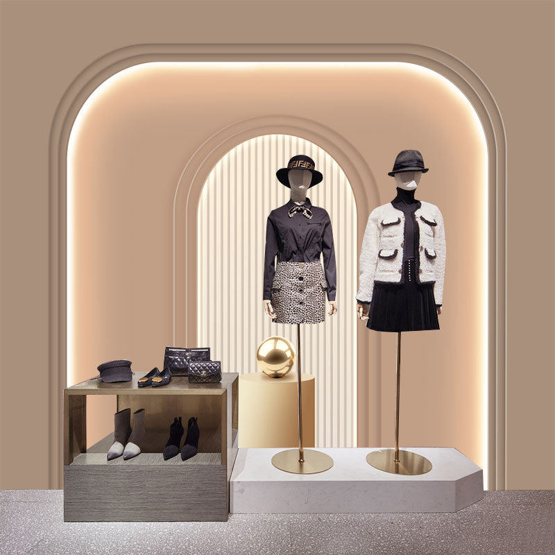 3d立体拱形造型壁纸男女服装店墙纸时尚女装店直播间背景墙壁布