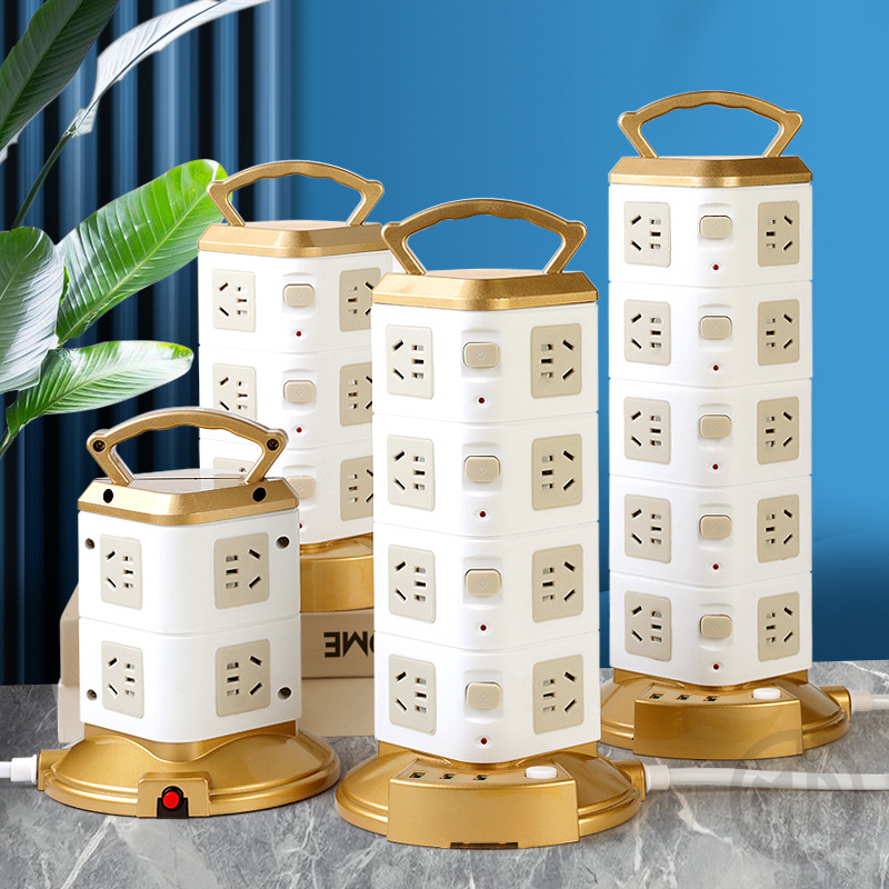 pd-usb快充电插座面板立式多功能插排插线板家用圆柱塔式多层排插