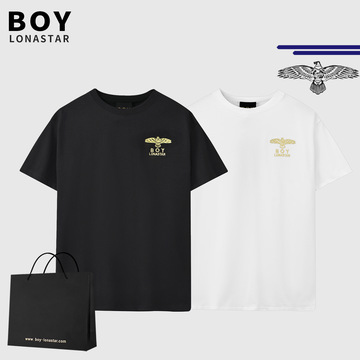boy lonastar小鹰刺绣短袖男女24夏季新款宽松休闲圆领情侣棉t恤
