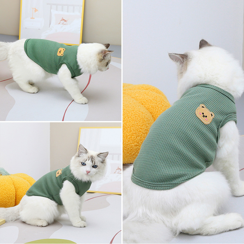 Pet Cat Clothes Chic Bear T-shirt Dog Clothing Casual Spring and Summer Cat Dog Clothes Wholesale Spot