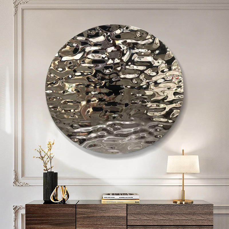 金属装饰画不锈钢轻奢壁饰圆形挂画壁挂样板房酒店大厅墙面装饰品